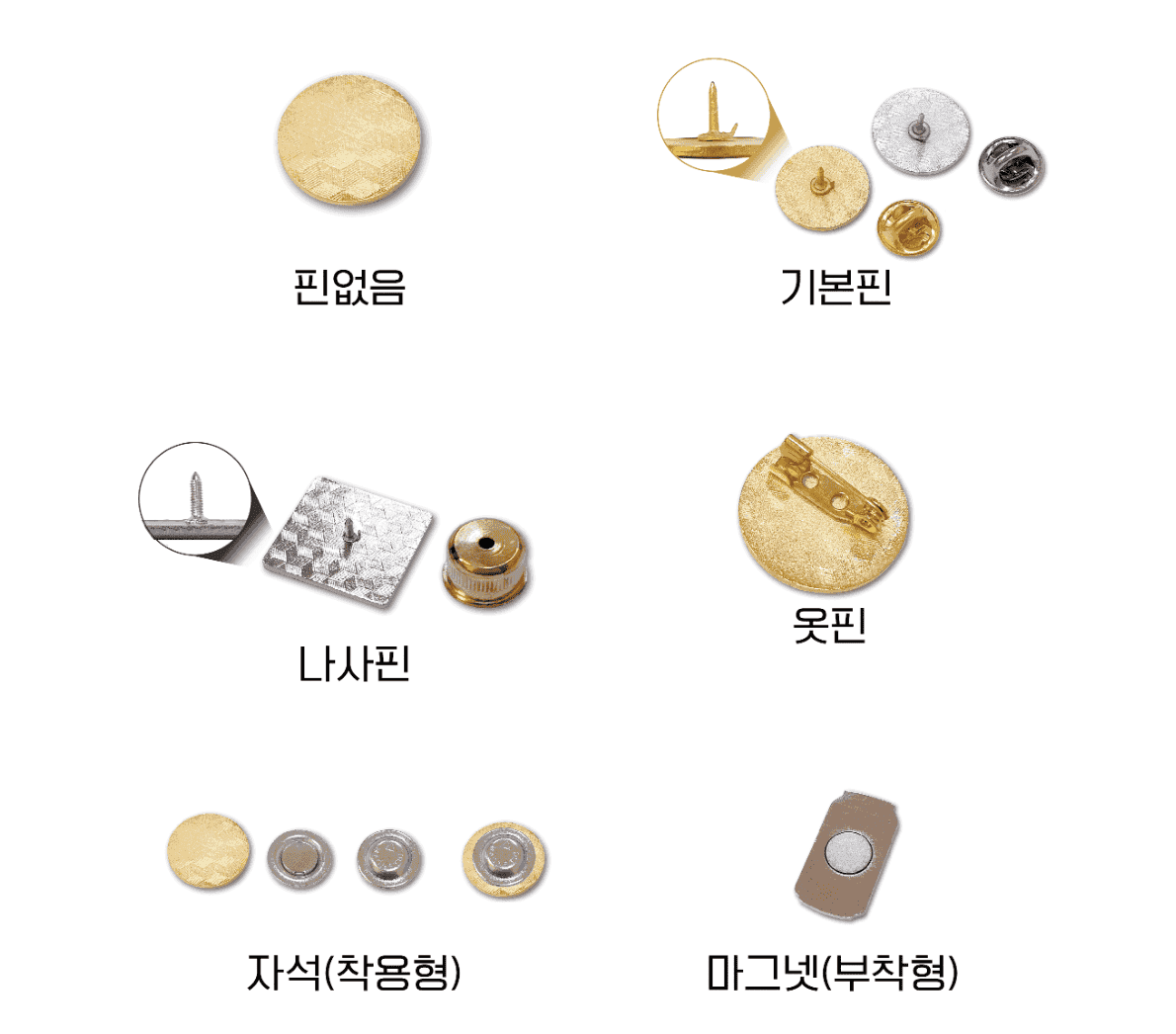 뒷면 핀 종류